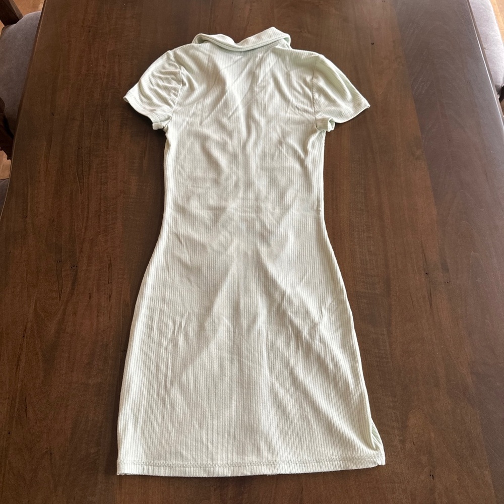 Abercrombie & Fitch Ruched Short Sleeves Button Down Polo Dress Mint Green Sz XS - Picture 6 of 9